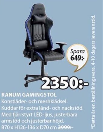 JYSK RANUM GAMINGSTOL erbjuda