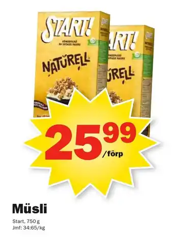 Pekås Start Müsli 750g erbjuda