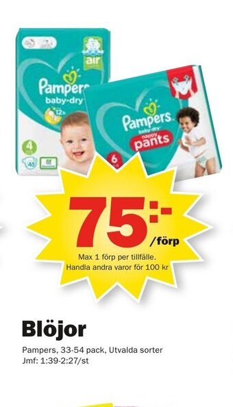 Pekås Pampers Blöjor 33-54 pack erbjuda