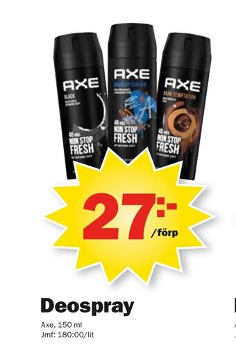 Pekås Axe Deospray 150ml erbjuda