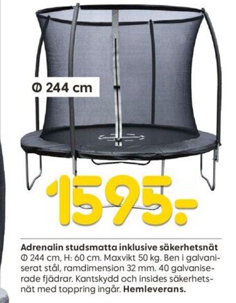 Rusta Adrenalin studsmatta inklusive säkerhetsnät Ⓒ244 cm, H: 60 cm. erbjuda