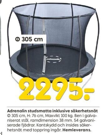 Rusta Adrenalin studsmatta inklusive säkerhetsnät Ⓒ 305 cm, H: 76 cm, erbjuda