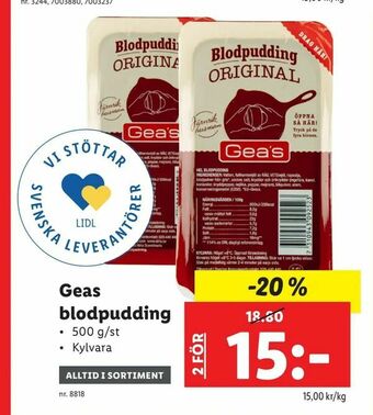 Lidl Geas blodpudding erbjuda