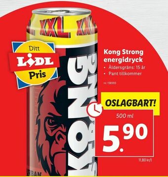 Lidl Kong Strong energidryck erbjuda