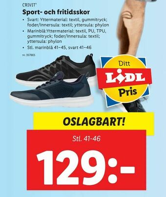 Lidl Sport- och fritidsskor erbjuda