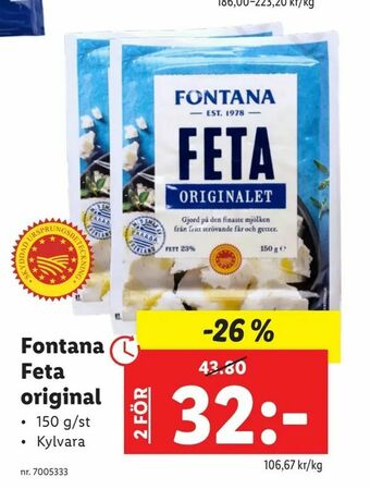 Lidl Fontana Feta original erbjuda