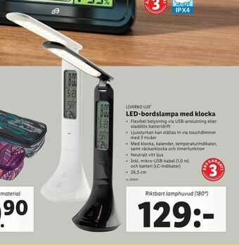 Lidl LED-bordslampa med klocka erbjuda