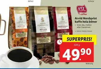 Lidl Arvid Nordqvist kaffe hela bönor erbjuda
