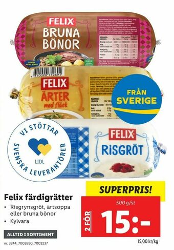 Lidl Felix färdigrätter erbjuda