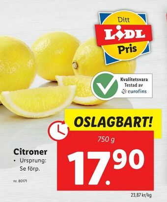 Lidl Citroner erbjuda