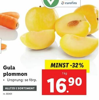 Lidl Gula plommon erbjuda