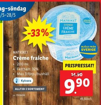 Lidl Crème fraiche erbjuda