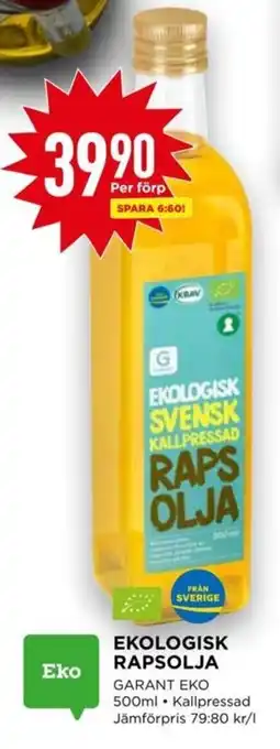 EKOLOGISK RAPSOLJA GARANT EKO
