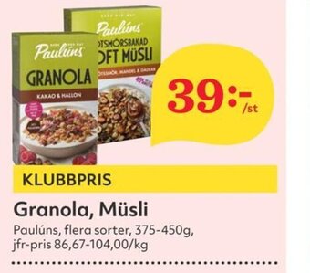 Hemköp Granola, Müsli erbjuda