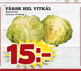 Din Mat Färsk hel vitkål erbjuda