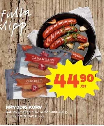 Coop Extra Kryddig korv erbjuda