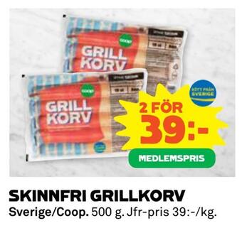Coop Extra Skinnfri grillkorv erbjuda