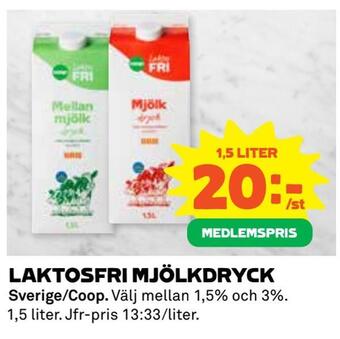 Coop Extra Laktosfri mjölkdryck erbjuda