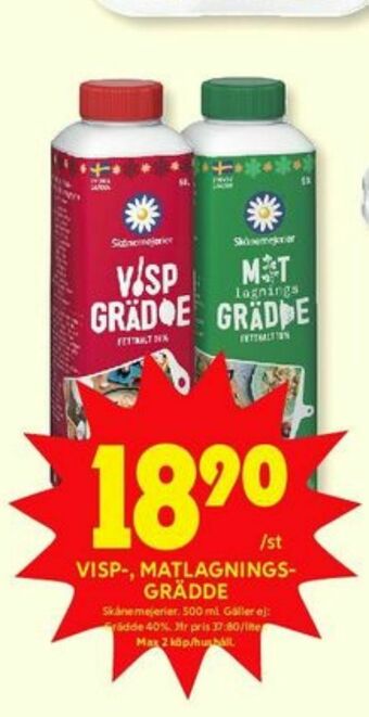 ICA Kvantum Skånemejerier Vispgrädde erbjuda