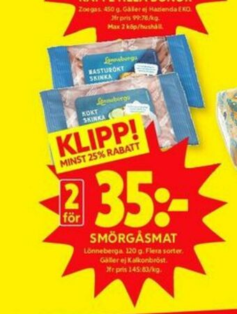 ICA Kvantum Lönneberga Skinka erbjuda