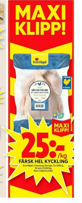 ICA Maxi Kronfågel Kyckling erbjuda