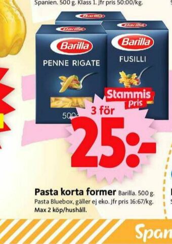 ICA Supermarket Barilla Pasta sorterad erbjuda