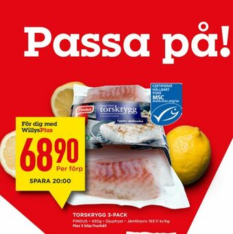 Willys Findus Torskfilé erbjuda