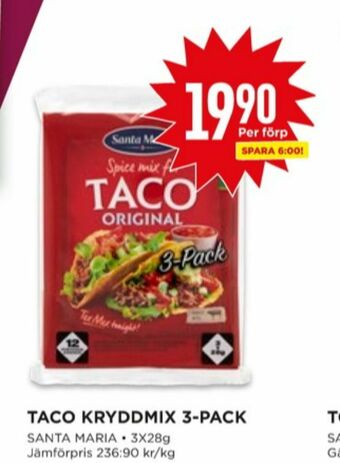 Willys Santa Maria Taco kryddmix erbjuda