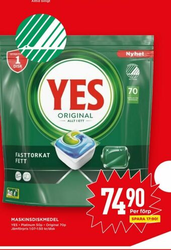 Willys Yes Diskmaskintabs erbjuda