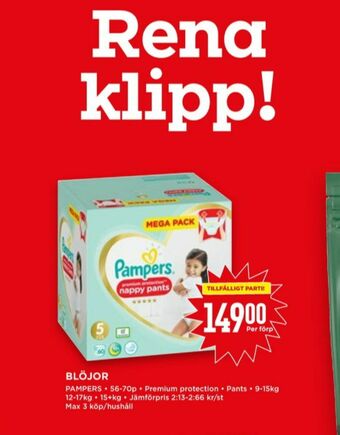 Willys Pampers Blöjor erbjuda