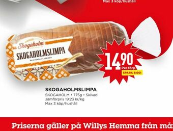 Willys Skogaholmslimpa Limpa erbjuda