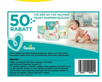 Willys Pampers Rabatt erbjuda