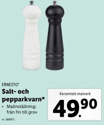 Lidl ERNESTO Salt- och pepparkvarn* erbjuda