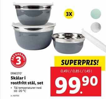 Lidl ERNESTO Skålar i rostfritt stål, set erbjuda