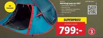 Lidl Rocktrail Mörklagt pop up-tält* erbjuda