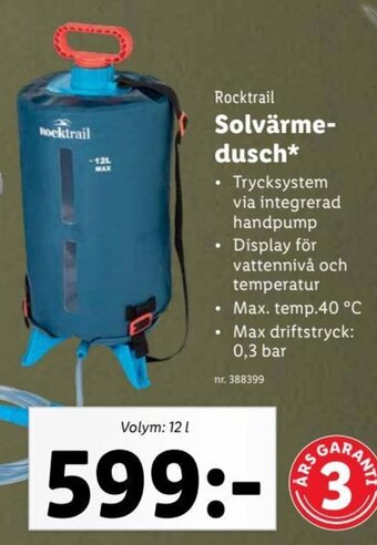 Lidl Rocktrail Solvärme- dusch* erbjuda
