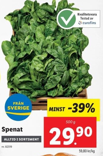 Lidl Spenat erbjuda