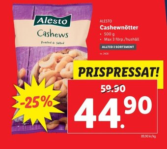 Lidl ALESTO Cashewnötter erbjuda