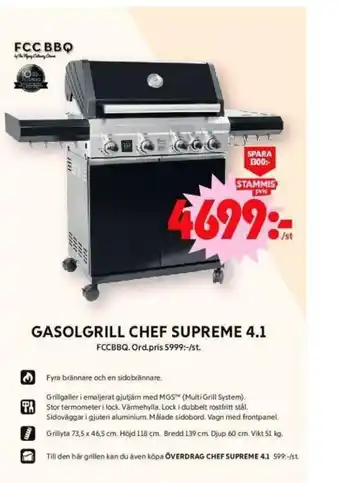ICA Maxi GASOLGRILL CHEF SUPREME 4.1 FCCBBQ. erbjuda
