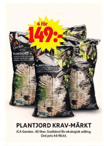 ICA Maxi PLANTJORD KRAV-MÄRKT erbjuda