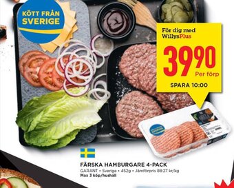 Willys FÄRSKA HAMBURGARE 4-PACK erbjuda