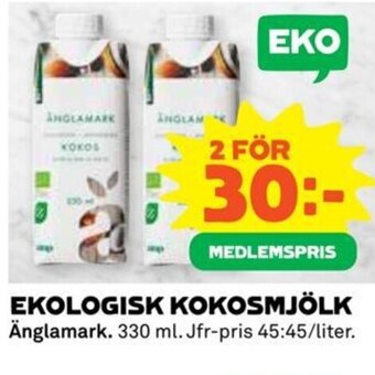 Coop EKOLOGISK KOKOSMJÖLK erbjuda