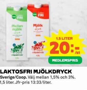 Coop LAKTOSFRI MJÖLKDRYCK erbjuda