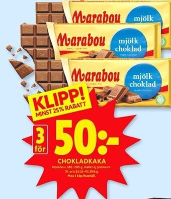 ICA Kvantum CHOKLADKAKA Marabou erbjuda