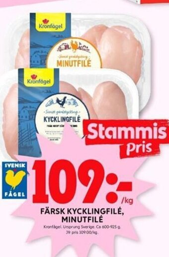 ICA Kvantum FÄRSK KYCKLINGFILÉ, MINUTFILÉ erbjuda