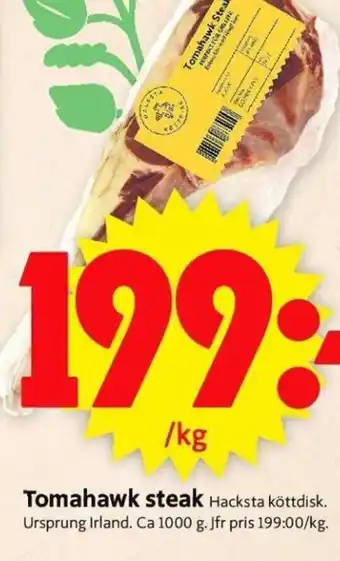 ICA Supermarket Tomahawk steak erbjuda