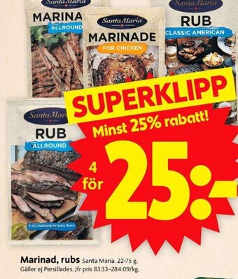 ICA Supermarket Marinad, rubs Santa Maria erbjuda