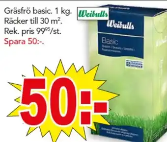 Gräsfrö basic. 1 kg. Weibulls Räcker till 30 m²