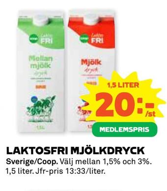 Stora Coop Laktosfri mjölkdryck erbjuda