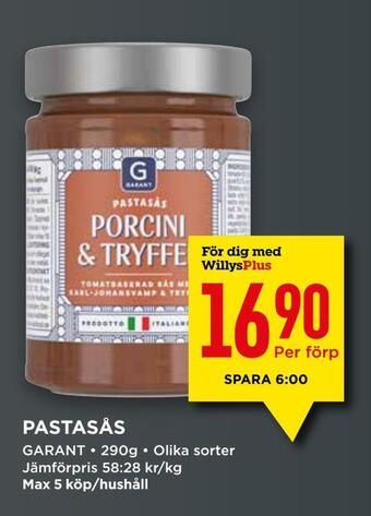 Willys Pastasås erbjuda